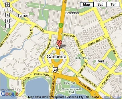 Location Map for Canberra City